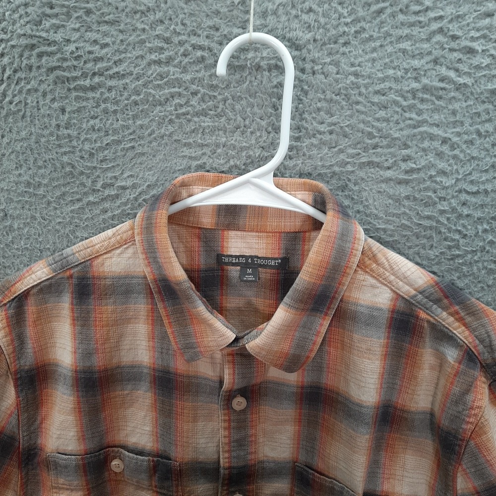 Threads 4 Thought Shirt Adult Medium Multicolor Plaid 100% Organic Cotton Preppy - Picture 8 of 8